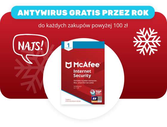 Antywirus McAfee Internet Security PL OEM (roczna licencja) w gratisie przy zakupach za min. 100 zł w sklepach stacjonarnych @ Komputronik