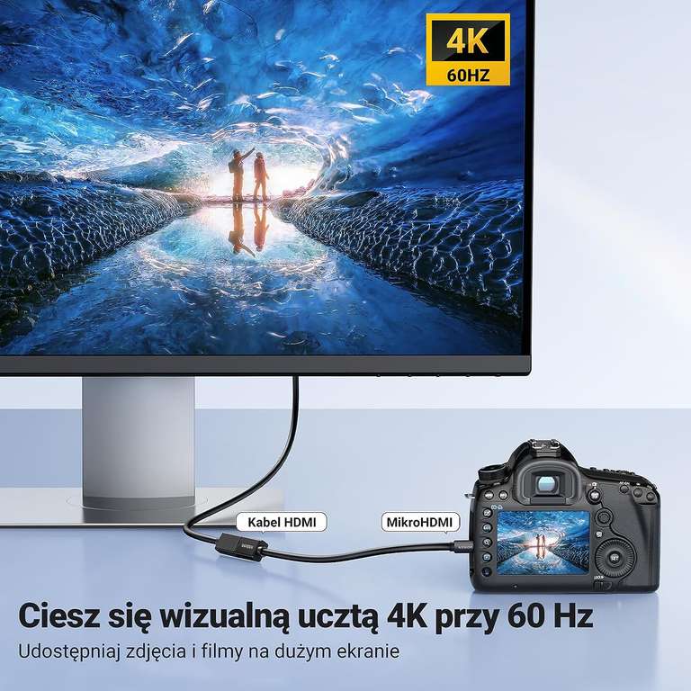 [Amazon.pl] UGREEN Adapter Micro HDMI na HDMI (męski na żeński) 4K@60Hz, 3D