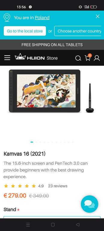 Tablet Graficzny Huion Kamvas 16 (2021) 279 € (możliwe 1190zł - opis)
