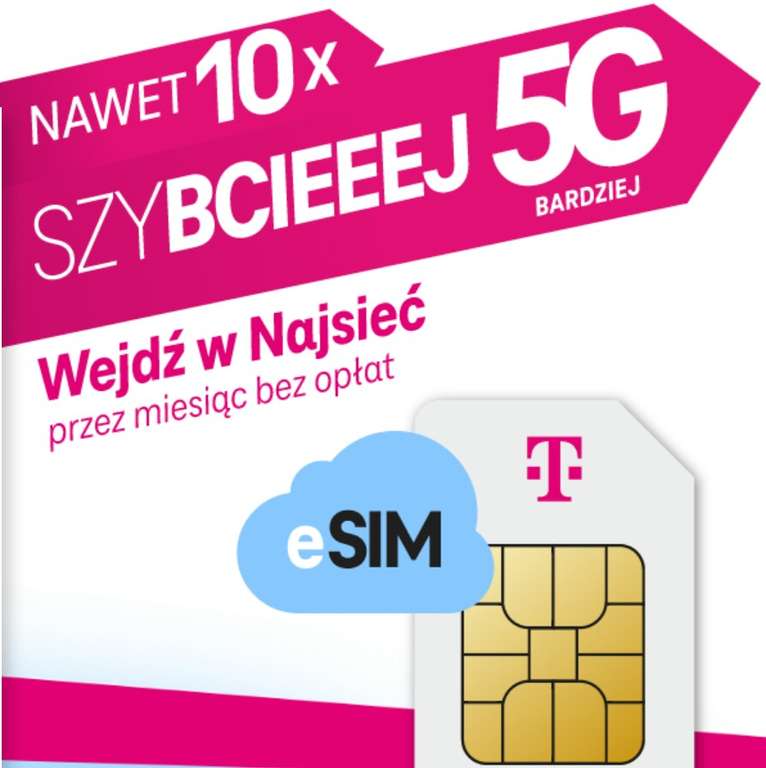 Internet 5G bez limitu danych na 31 dni eSIM @ T-Mobile