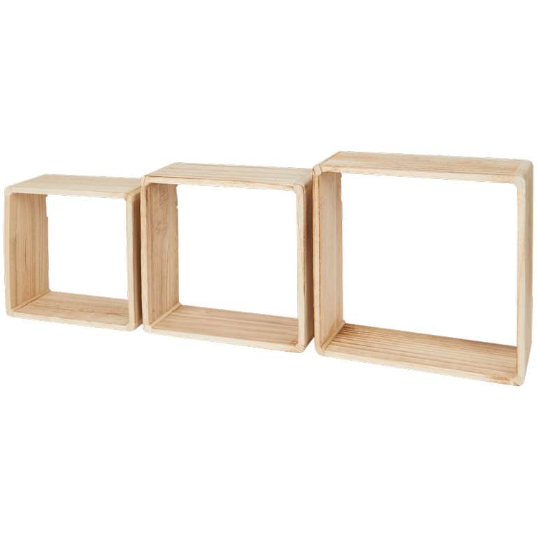 Drewniane skrzynki ścienne, półki typu cube, zestaw 3 sztuk, różne kolory @ Action
