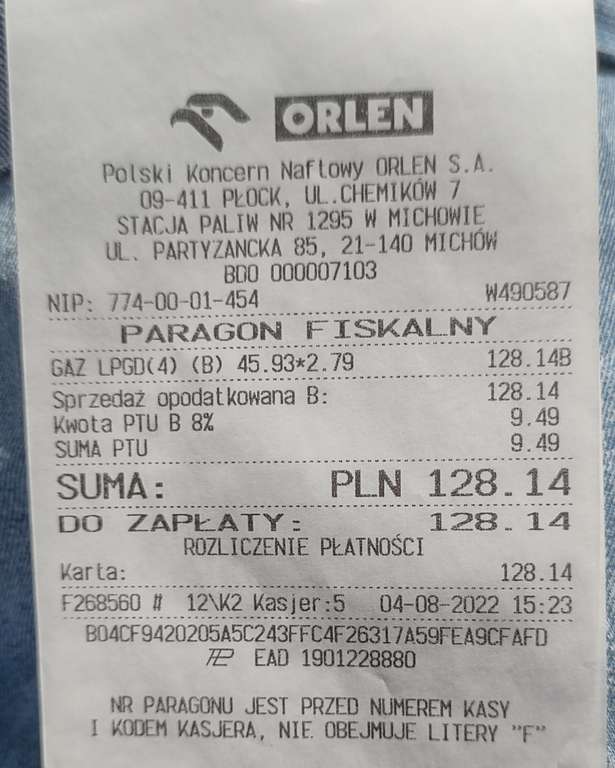 Orlen LPG za 2.79 Michów woj. Lubelskie