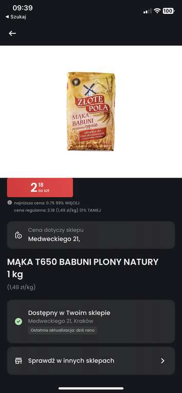 Mąka 650 Babuni Biedronka 1kg