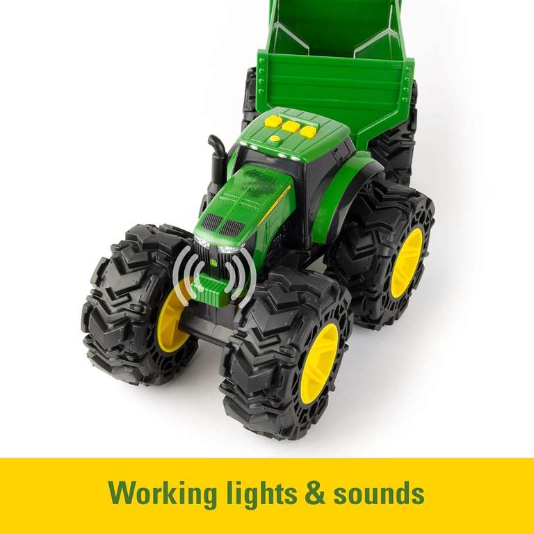 Tomy 47353 John Deere Traktor Monster z przyczepą, światło+dźwięk | darmowa dostawa