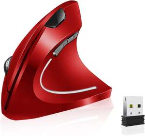 cvavot Ergonomiczna mysz bezprzewodowa, pionowa mysz optyczna z odbiornikiem USB, 6 przycisków, 2,4 GHz