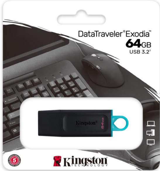 Pendrive Kingston DataTraveler Exodia DTX/64GB USB 3.2, zapis/odczyt 15/90 MB/s, darmowa dostawa Prime