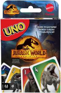 Gra karciana UNO Jurassic World Dominion za 13,99 zł, UNO DOS za 13,07 zł, UNO Junior Psi Patrol (PAW Patrol) za 14,99 zł