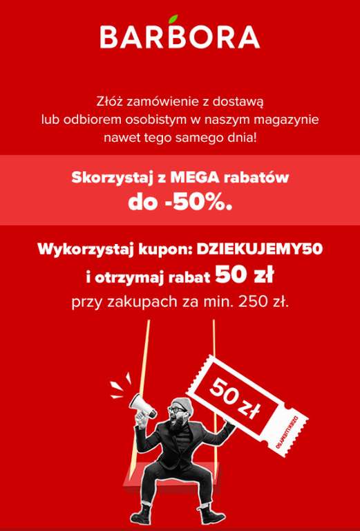 Barbora.pl - pogłębienie wyprzedaży do -50% i kupon -50 zł MWZ 250