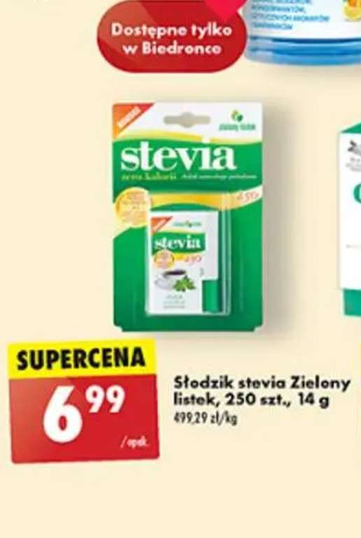 Słodzik Stevia Zielony listek 250 szt Biedronka