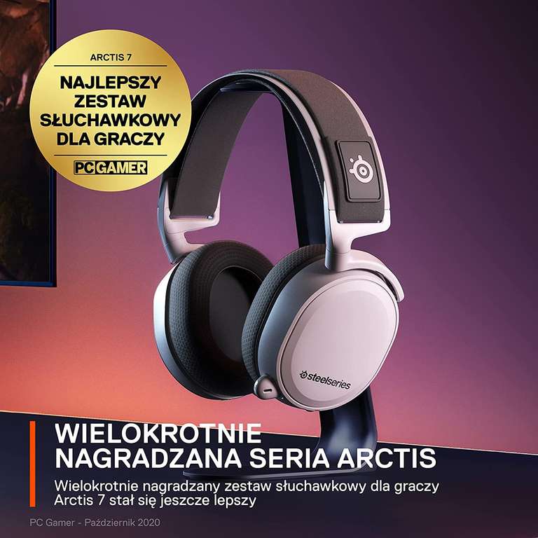 Słuchawki SteelSeries Arctis 7P+, Bezprzewodowe. Dla PS5, PS4, PC, Mac, Android i Switch, Biały
