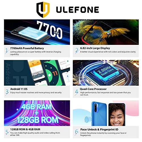 Smartfone Ulefone note 12 4/128 7700mah android 11 140,56€