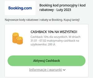 Booking.com 10% cashback na Picodi (max 200 zł)