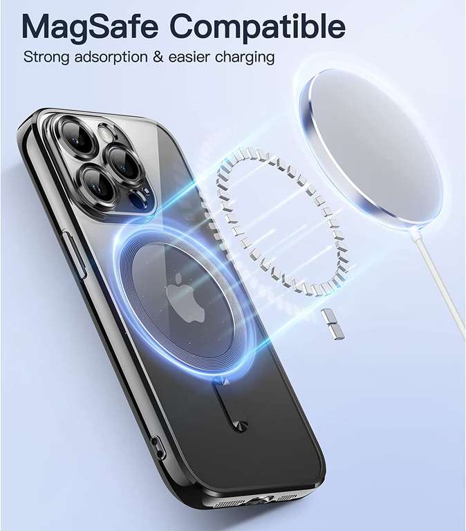 JETech Galwanizowane Etui do iPhone 14 Pro 6,1 Cala, Obiektyw Aparatu Pełna Ochrona, Kompatybilny z MagSafe, Odporny na Wstrząsy (Czarny)