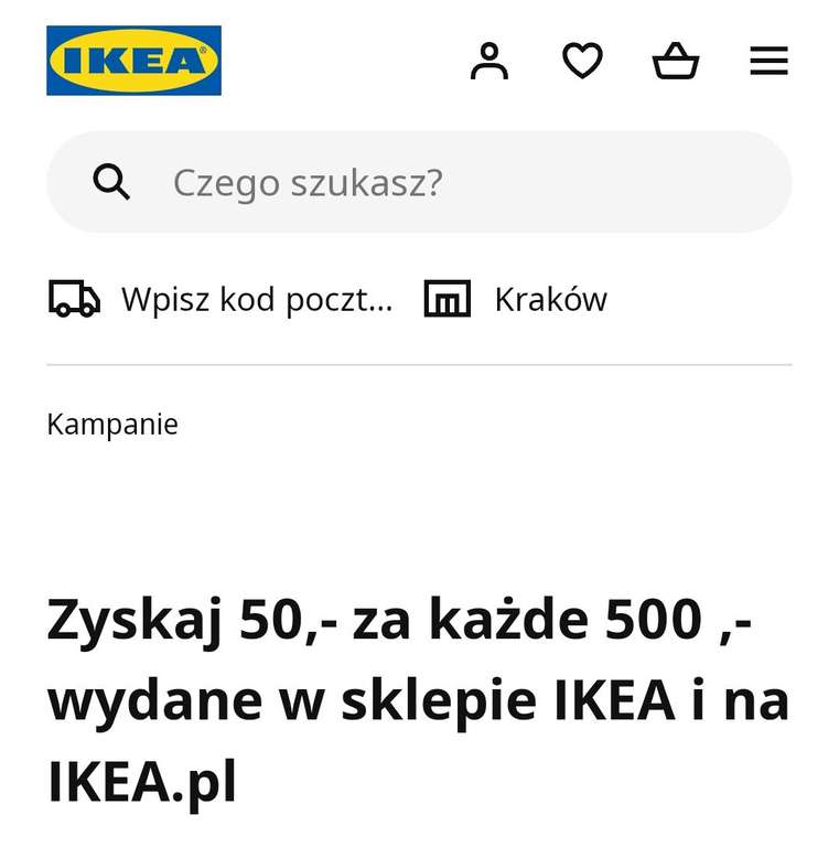 50 zł za każde 500zł wydane w Ikea