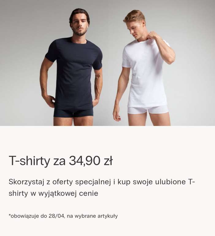 T-shirty męskie Intimissimi (wybrane modele) za 34,90 zł