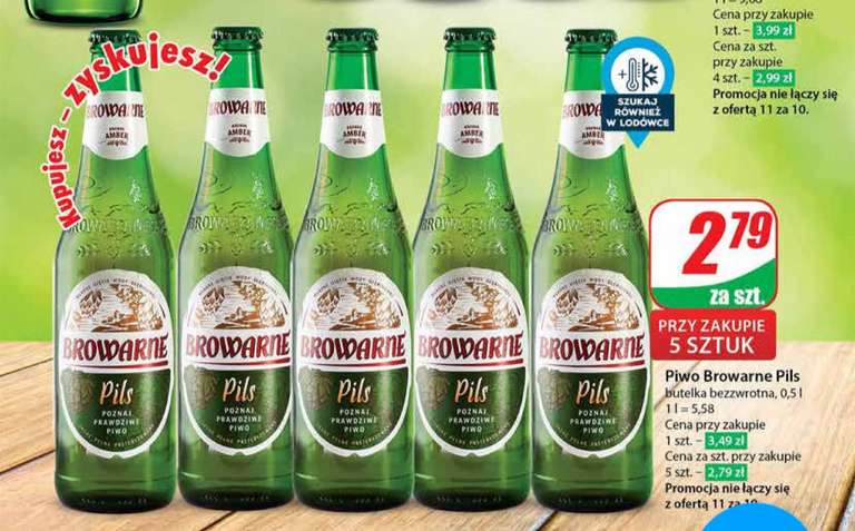 Piwo Browarne Pils 0,5l - cena przy zakupie 5 szt - Dino