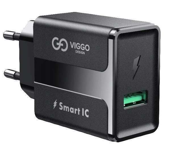 Ładowarka sieciowa VIGGO DESIGN 1xUSB 2.4A USB Czarna (Biała za 10,99) odb.os. 0zł