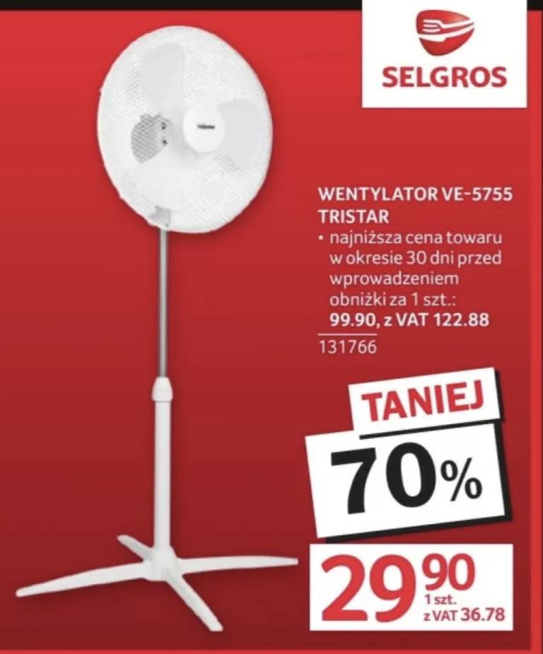 Wentylator Tristar VE-5755 z regulacją 45W SELGROS