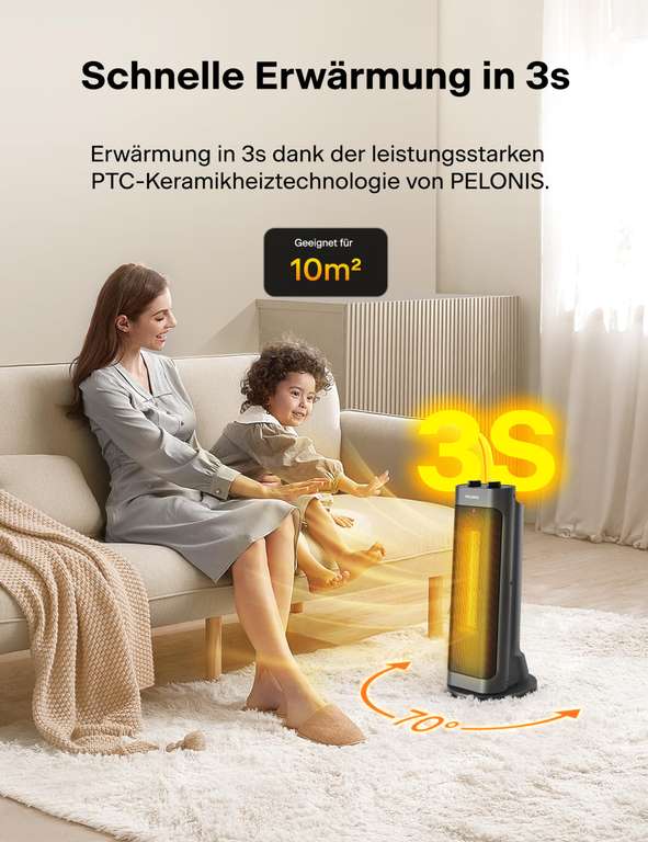 PELONIS termowentylator 2000 W, energooszczędny, z zabezpieczeniem przed przegrzaniem 10,28€