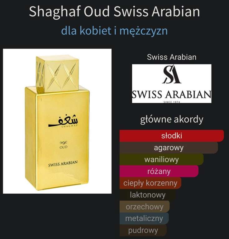 Swiss Arabian Shaghaf Oud 75ml woda perfumowana