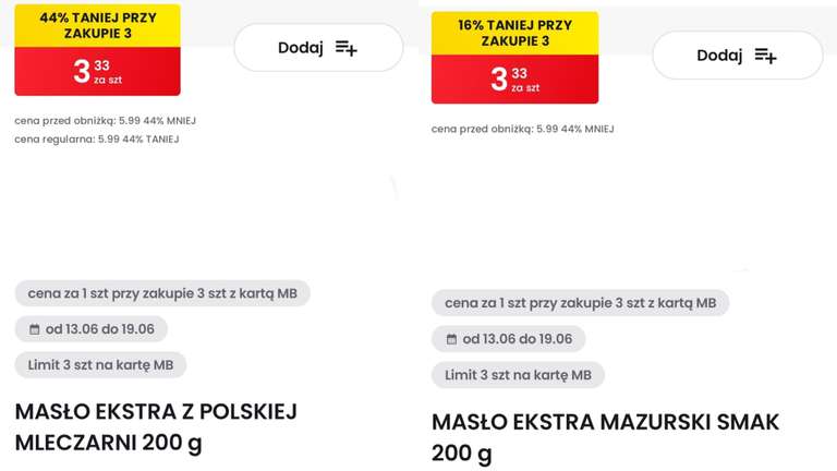 Masło ekstra z Polskiej Mleczarni / Masło ekstra Mazurski Smak 200g - 3.33zł/szt przy zakupie 3 - Biedronka