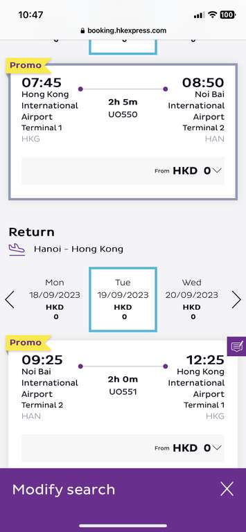 Darmowy lot w dwie strony z Hong Kongu do Hanoi (Wietnam) podatki i opłaty 410zł