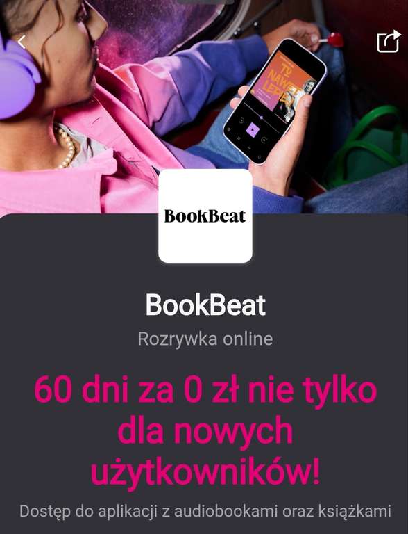 Bookbeat T-Mobile 60 dni (40h) dla nowych i powracajacych (T-Mobile w magenta moments)