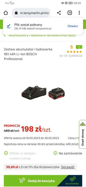 Zestaw akumulator i ładowarka 18V 4Ah Li-Ion BOSCH Professional