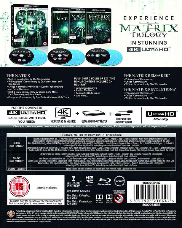 Matrix Trylogia Blu-Ray 4K Wydanie 9-Dyskowe