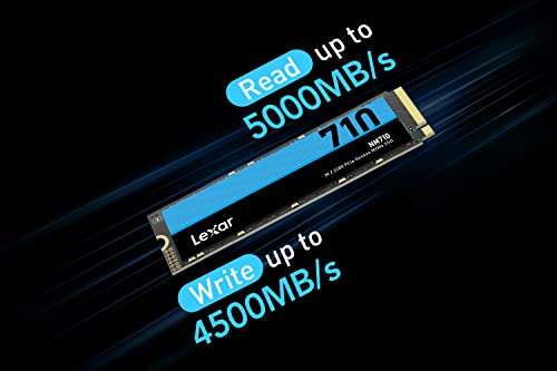 Dysk SSD Lexar NM710 1 TB, dysk SSD M.2 4.0 NVMe, odczyt do 5000 MB/s, zapis 4500 MB/s | Amazon | 36,58€ | Morele 179zł z kodem SCHOOL23