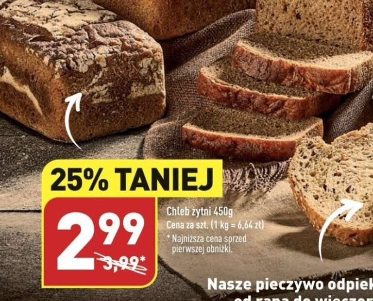 Chleb żytni - 4 składniki, 100% naturalny za 2 złote 99 groszy@Aldi