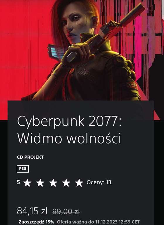 Dodatek Cyberpunk 2077: Widmo Wolności - Phantom Liberty PS5