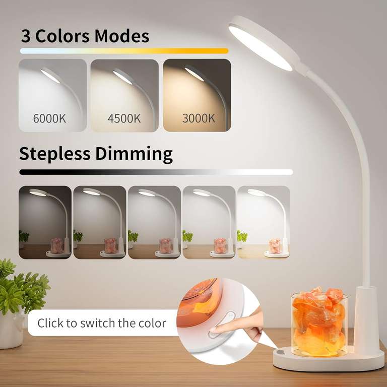 Lampa biurkowa LED z kryształami RGB , 3 kolory, 360°. Dostawa- DARMOWA z Prime