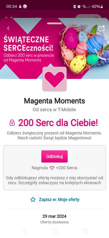 200 Serc do odbioru w apka Mój T-Mobile, oferta świąteczna dla Uczestników Magenta Moments.