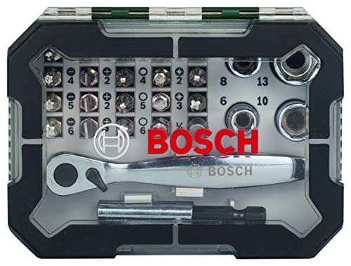 Bosch 2607017322 Końcówki wkrętakowe + grzechotka, zestaw 26 sztuk (10€)