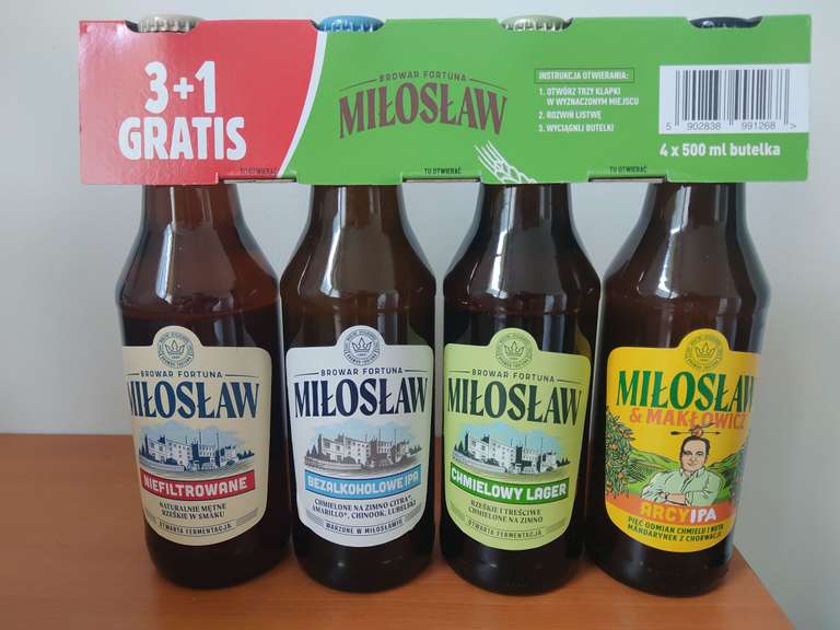 Piwo Miłosław, zestaw 4x500ml.