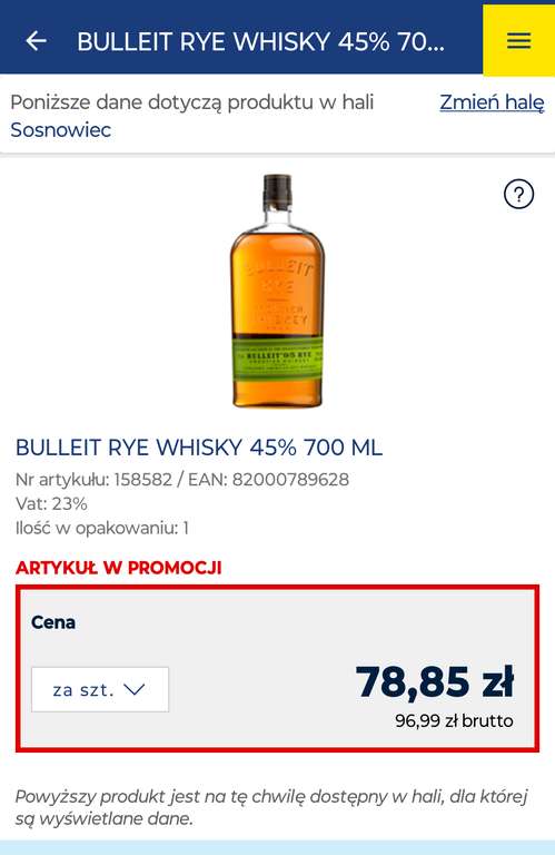BULLEIT RYE Whisky 0,7L w Makro za 96,99 zł i kilka innych promocji