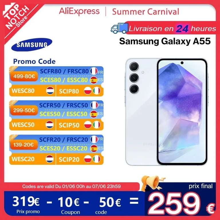 Smartfon Samsung Galaxy A55 8 GB/128 GB 5G wersja Global -304.39$