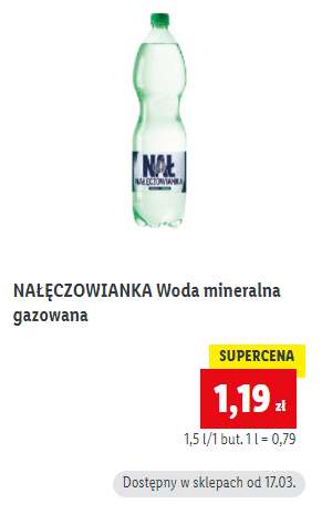 Woda mineralna gazowana Nałęczowianka w @Lidl za 1,19 zł