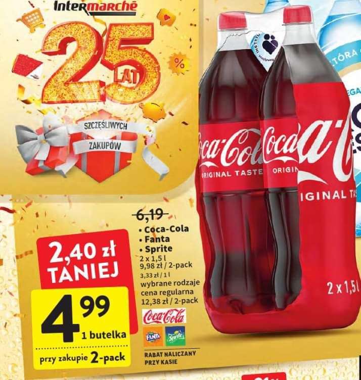 Coca Cola 2x1.5l fanta, sprite intermarche 9.98zł