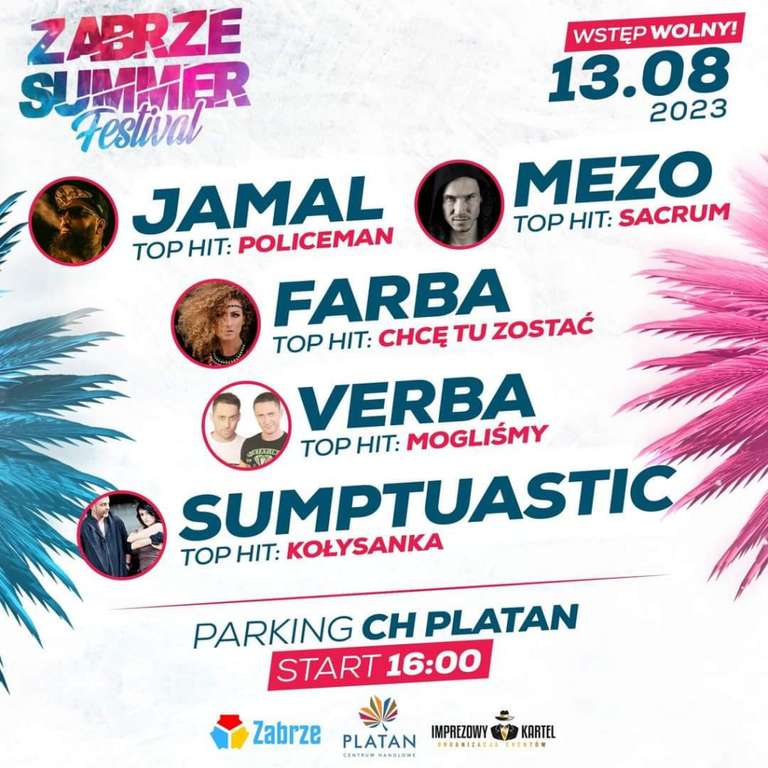 Koncert Jamal, Mezo, Farba, Verba, Sumptuastic, Zabrze Summer Festival >>> Zabrze darmowy wstęp