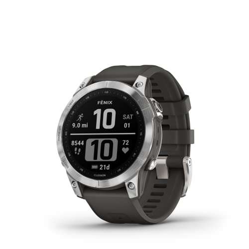 Smartwatch Garmin Fenix 7 | model 010-02540-01 | zegarek z ekranem dotykowym i zaawans. funkcjami, tętnem, mapami i muzyką, srebrnoszary