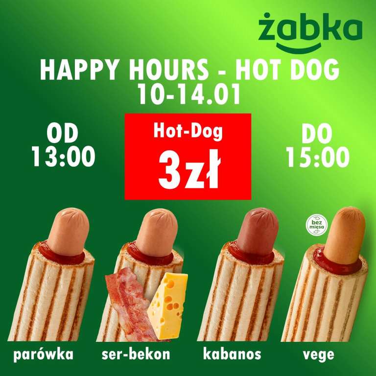Hot-Dog za 3zł od 13:00 do 15:00 - Żabka