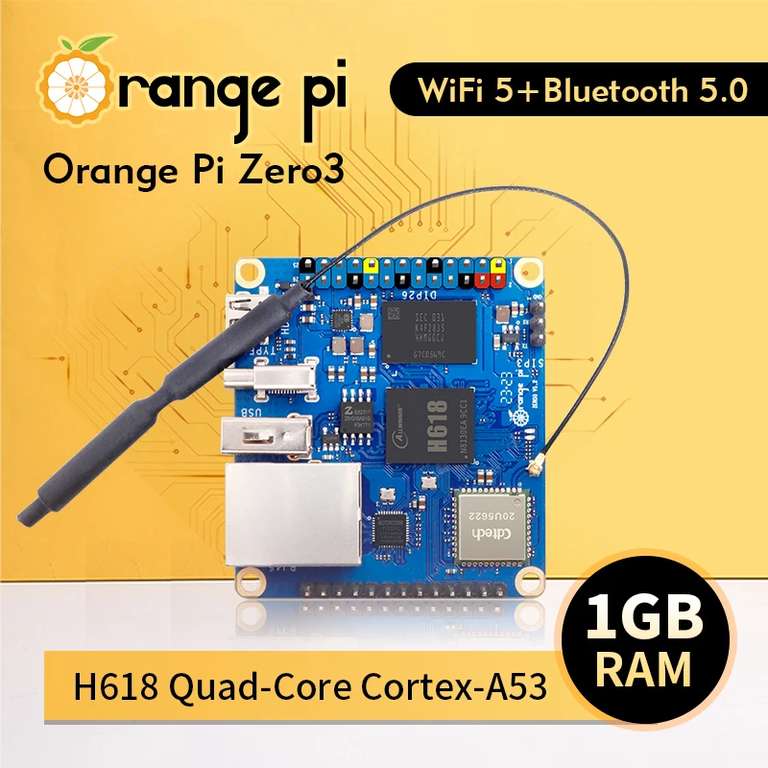 Mikrokomputer Orange Pi Zero 3 1GB (konkurencja Raspberry Pi) $19.83