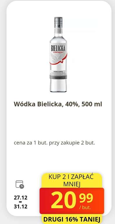 Wódka Bielicka 0,5l Biedronka (cena przy zakupie 2)