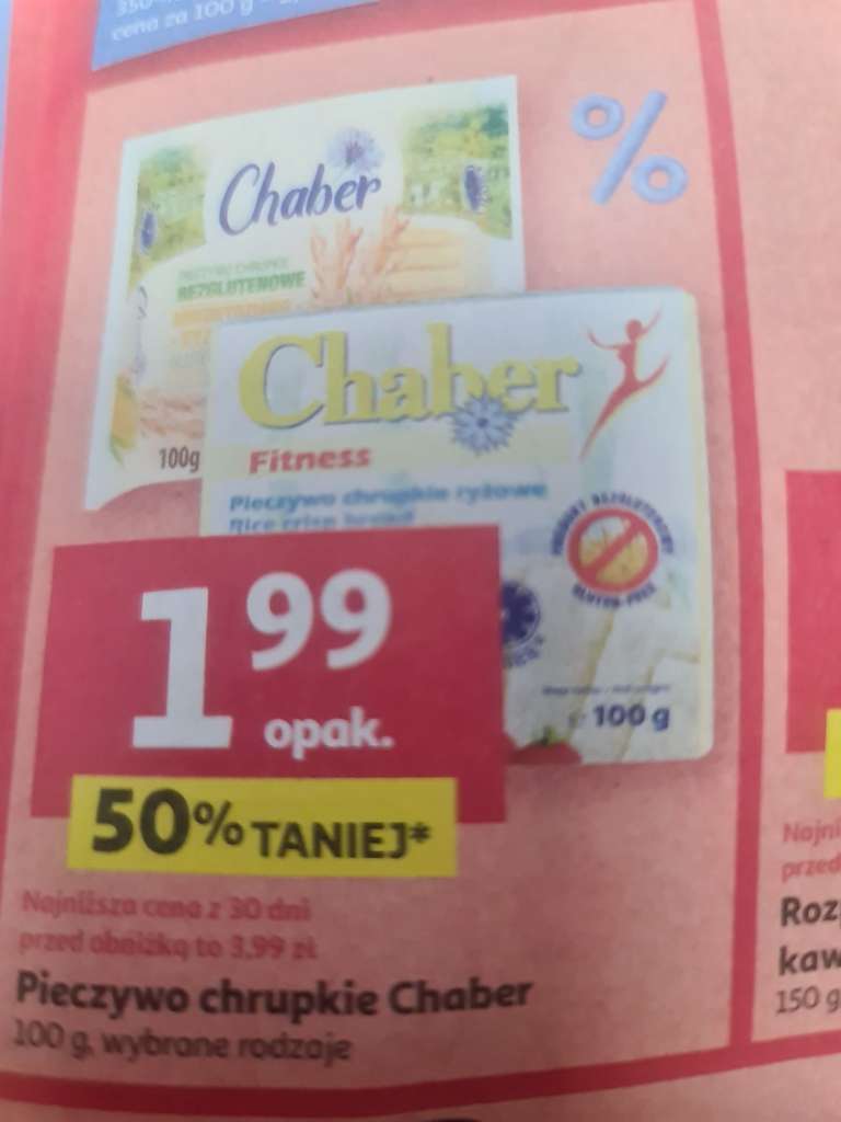 Pieczywo chrupkie Chaber Fitness 100g, bezglutenowe, różne rodzaje w Auchan