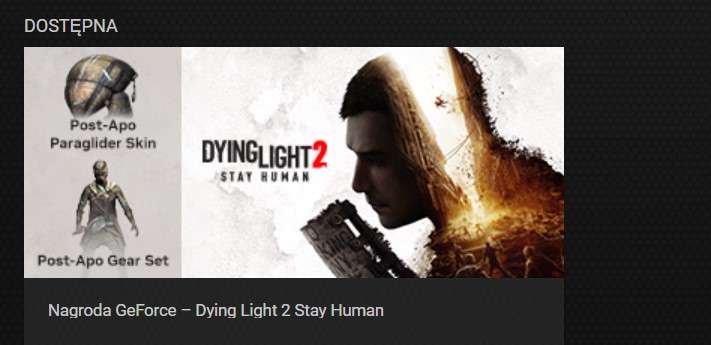 Dying Light 2 - DLC "Post-Apo gear set" w ramach nagród Geforce Experience