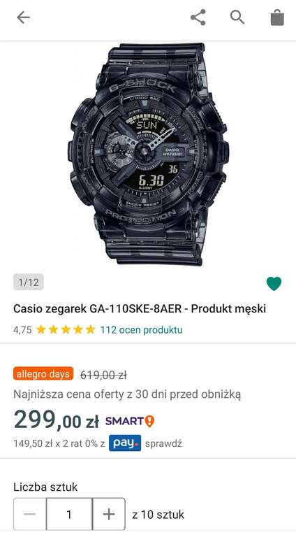 Casio zegarek GA-110SKE-8AER - Produkt męski