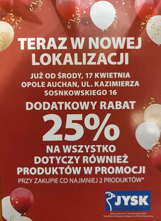 Nowy sklep Jysk w Opolu -25% na wszystko