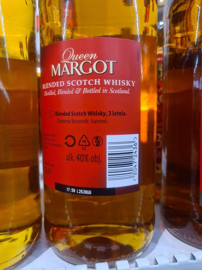 Szkocka Whisky Queen Margot 1 litr, 3 letnia o mocy 40% w Lidlu